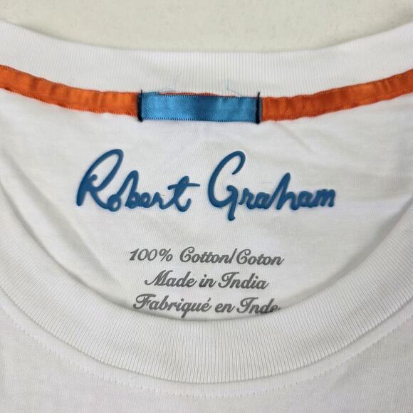 Robert Graham Men Roseland Short Sleeve Knit Graphic T Shirt In White Color 3XL - Picture 5 of 12